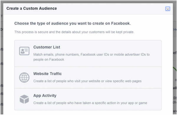 Facebook create a custom audience