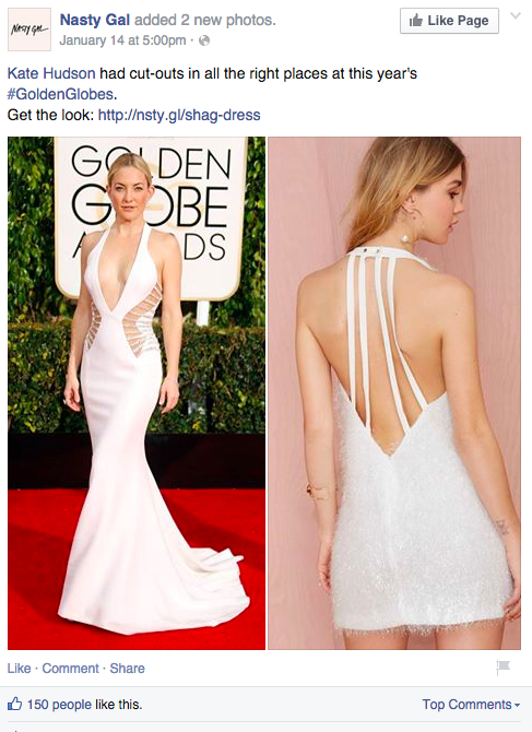 Nasty Gal Golden Globes facebook